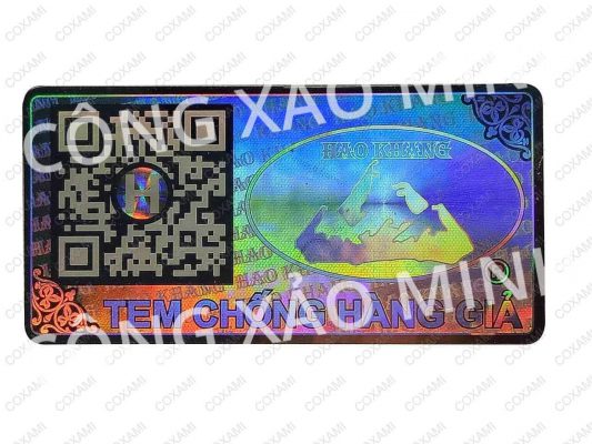 tem chống giả tích hợp qrcode và hiệu ứng thấu kính