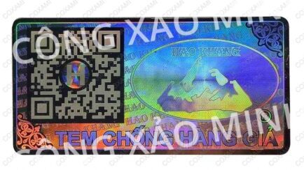 tem chống giả tích hợp qrcode và hiệu ứng thấu kính